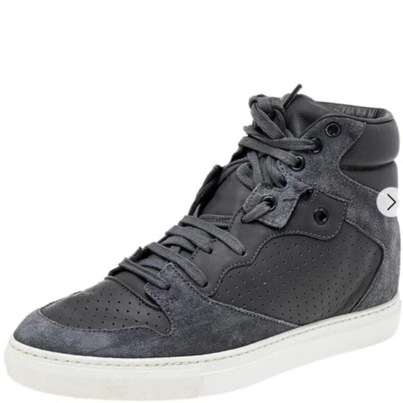 Balenciaga Grey Suede And Perforated Leather High Top Sneakers Men's Size 40 - Picture 1 of 15
